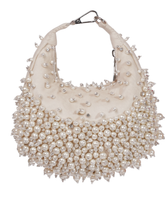 Aliya Ivory Suede Embellished Hobo Bag