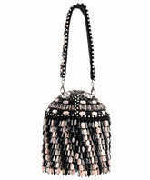 Elly Black Suede Crystal Embellished Bucket Bag