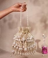 Zarah Gold Pearl Georgette Embellished Potli