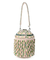 Elly Pastel Green Suede Crystal Embellished Bucket Bag