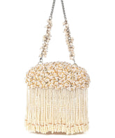 Chloe Ivory Suede Clutch With Pearl Hanging