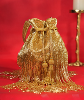 Bailey Gold Suede Handcrafted Potli