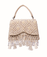 Elara Ivory Suede Embellished Box Bag