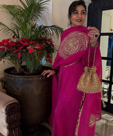 Haya Gold Embellished Crystal Potli