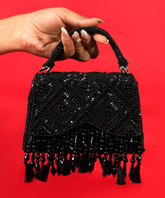 Elara Black Suede Embellished Box Bag