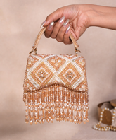 Elara Gold Pastel Suede Embellished Box Bag