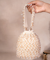 Kelly Ivory Pastel Suede Embellished Bucket Bag