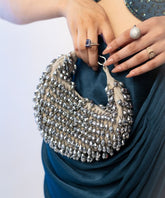 Ophelia Silver Suede Embellished Hobo Bag