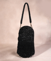 Azmat Black Suede Embellished Capsule Bag