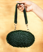 Celeste Green Suede Embellished Clutch