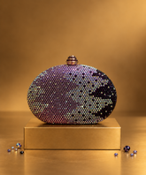 Nova Purple Ombre Rhinestone Oval Clutch