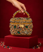 Hoor Multicolor Suede Embellished Vanity Bag
