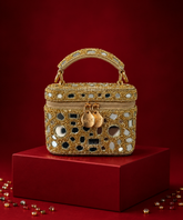 Ira Gold Mirrorwork Embellished Mini Vanity Bag