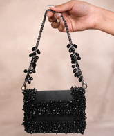 Elana Black Suede Crystal Embellished Mini Bag