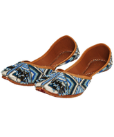 Blue Breeze Hand-Embroidered Leather Jutti