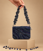 Lila Navy Blue Suede Embellished Mini Bag