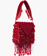 Luna Maroon Suede Embellished Mini Bag