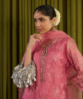 Elora Grey Suede Embellished Hobo Bag