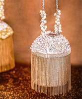 Ella Silver Georgette Handcrafted Bucket Bag