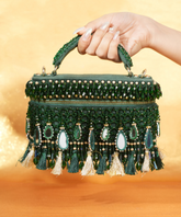 Mirage Green Mirrorwork Embellished Vanity Bag