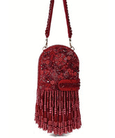 Azmat Maroon Suede Embellished Capsule Bag