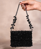 Kiyara Black Suede Crystal Embellished Mini Bag