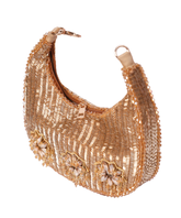 Elina Gold Suede Embellished Hobo Bag