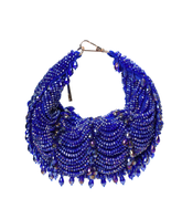 Liona Royal Blue Suede Embellished Hobo Bag