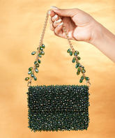 Kiyara Green Suede Crystal Embellished Mini Bag