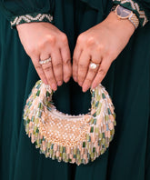 Alara Green Pastel Suede Embellished Hobo Bag
