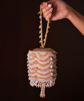 Eva Gold & Silver Georgette Embellished Mini Cylinder Bag