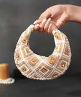 Serin Gold Pastel Suede Embellished Hobo Bag