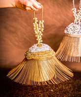 Ella Gold Georgette Handcrafted Bucket Bag