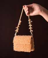 Kiyara Gold Suede Crystal Embellished Mini Bag