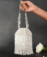 Nova Silver Suede Embellished Bucket Bag