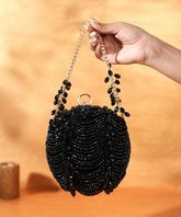Velora Black Suede Embellished Round Bag