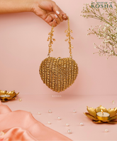 Lola Gold Suede Embellished Heart Bag