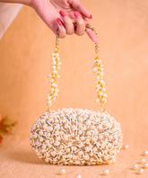 Chloe Ivory Suede Pearl Clutch