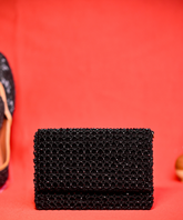 Cathy Black Suede Handcrafted Clutch