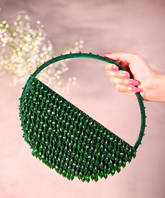 Clara Green Suede Embellished Hand Bag