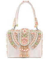 Sara Ivory Suede Embellished Box Bag