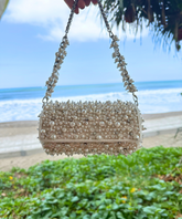 Kai Ivory Embellished Cylinder Bag