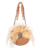 Kiraz Gold Suede Embellished Clutch