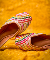Royal Sapphire Hand-Embroidered Leather Jutti