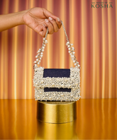Elana Denim Pearl Embellished Mini Bag