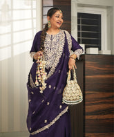 Falak Gold Suede Embellished Potli- House of Kosha -2