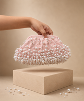 Serene Pink Suede Embellished Clutch