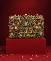 Noorani Multicolor Suede Embellished Clutch
