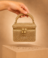 Ziya Gold Suede Embroidered Vanity Bag