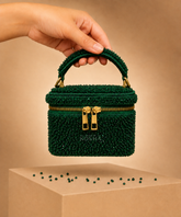 Ziya Green Suede Embroidered Vanity Bag